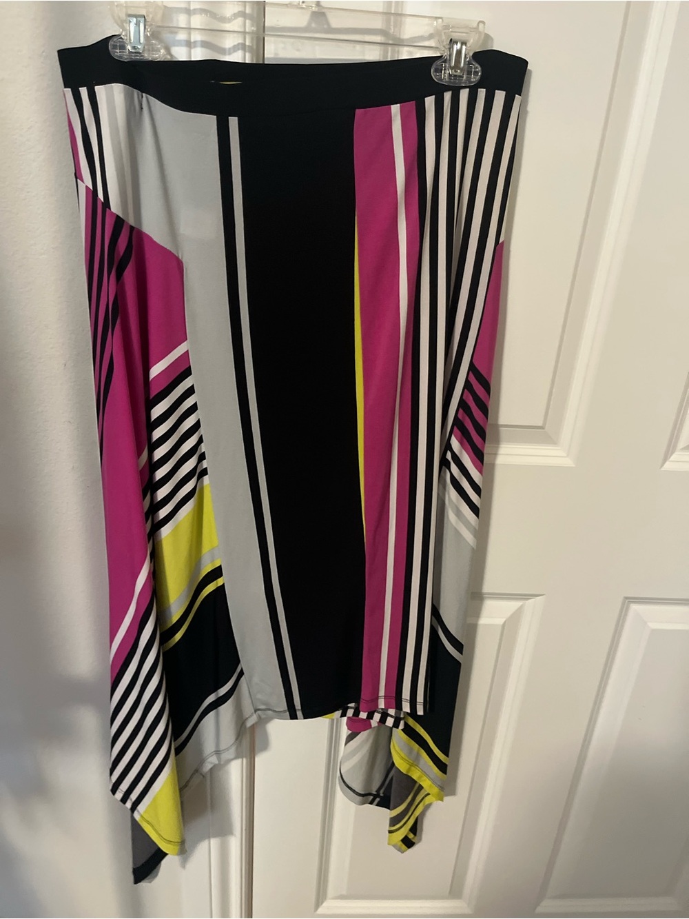 Striped Asymmetric Pink & Black Women’s Skirt